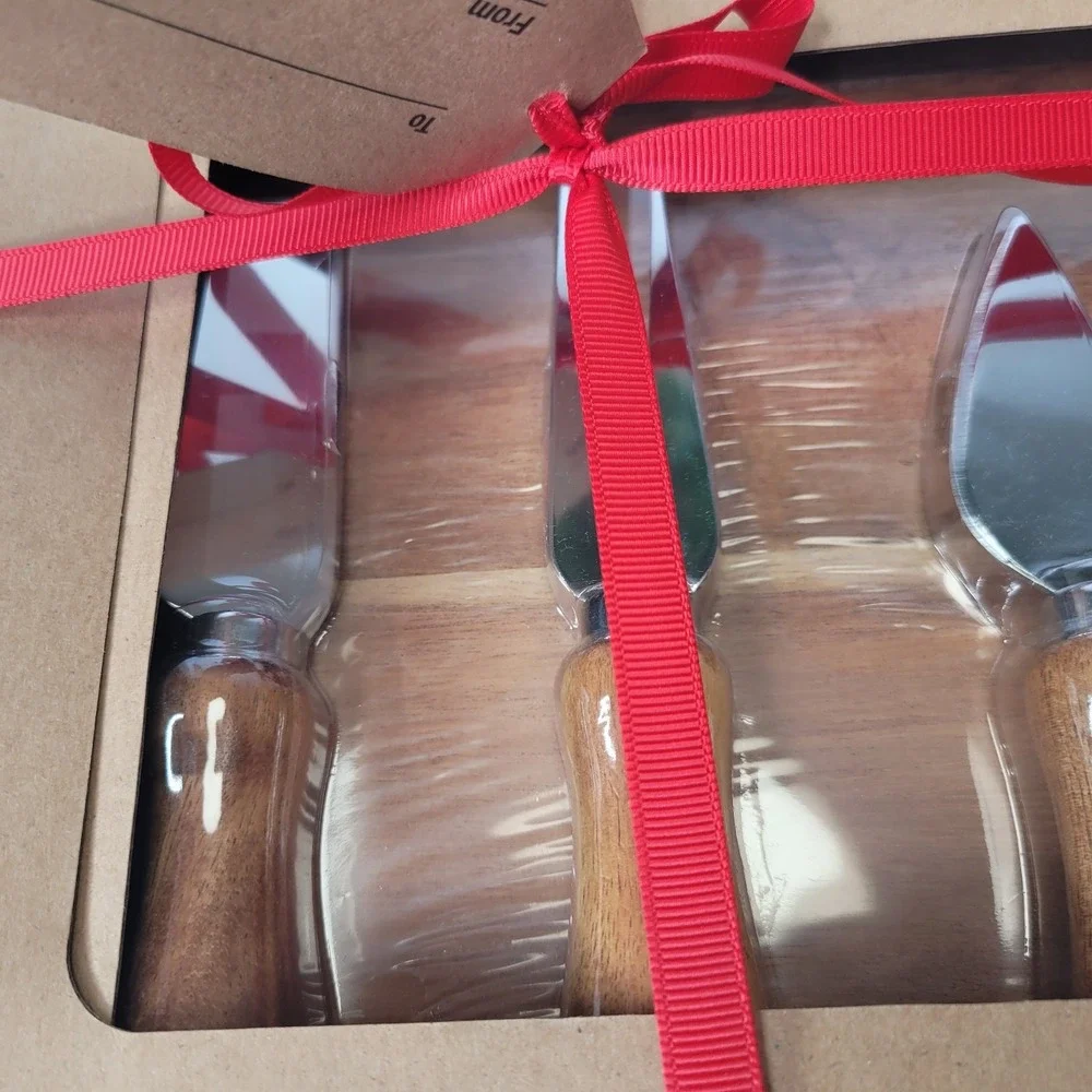 Bread & Butter‎ Acacia Wood Cheese Set Wine Charms & Chalkboard Charcuterie